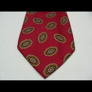 Vintage Clubfellow Red 100% Silk Neck Tie Made in Italy